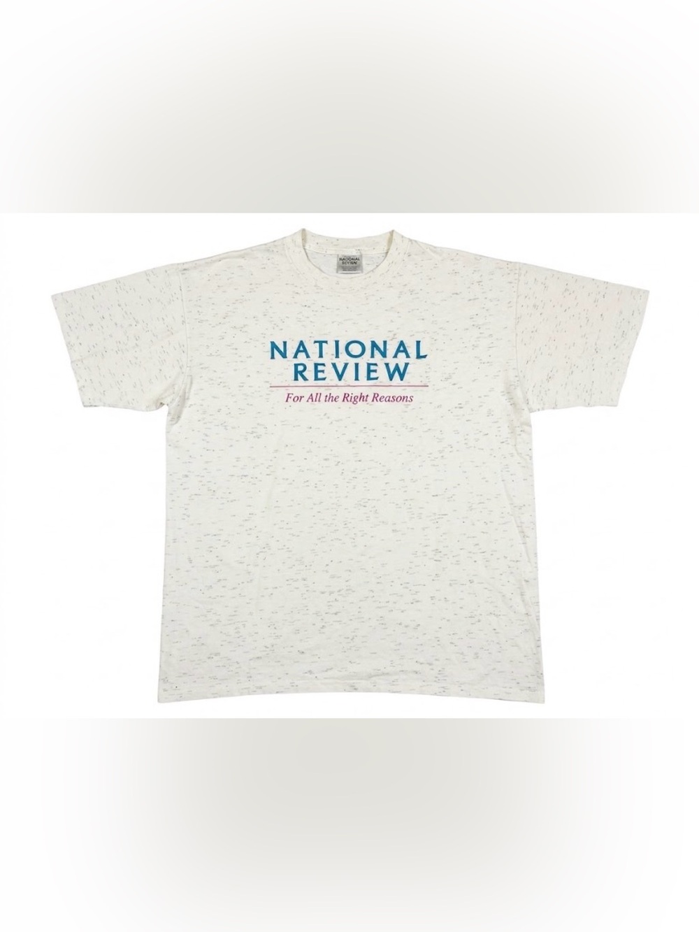 Vintage National Review T Shirt Mens XL Oneita Power-T USA Made Speckled White